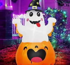 Inflable de Halloween de 1.5 m: fantasma en calabaza con luz LED
