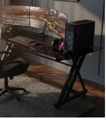 Escritorio gamer Pro Z V1 de vidrio, 1.5 m
