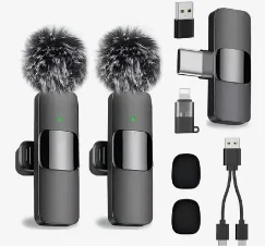 2 micrófonos de solapa inalámbricos para celular y computadora